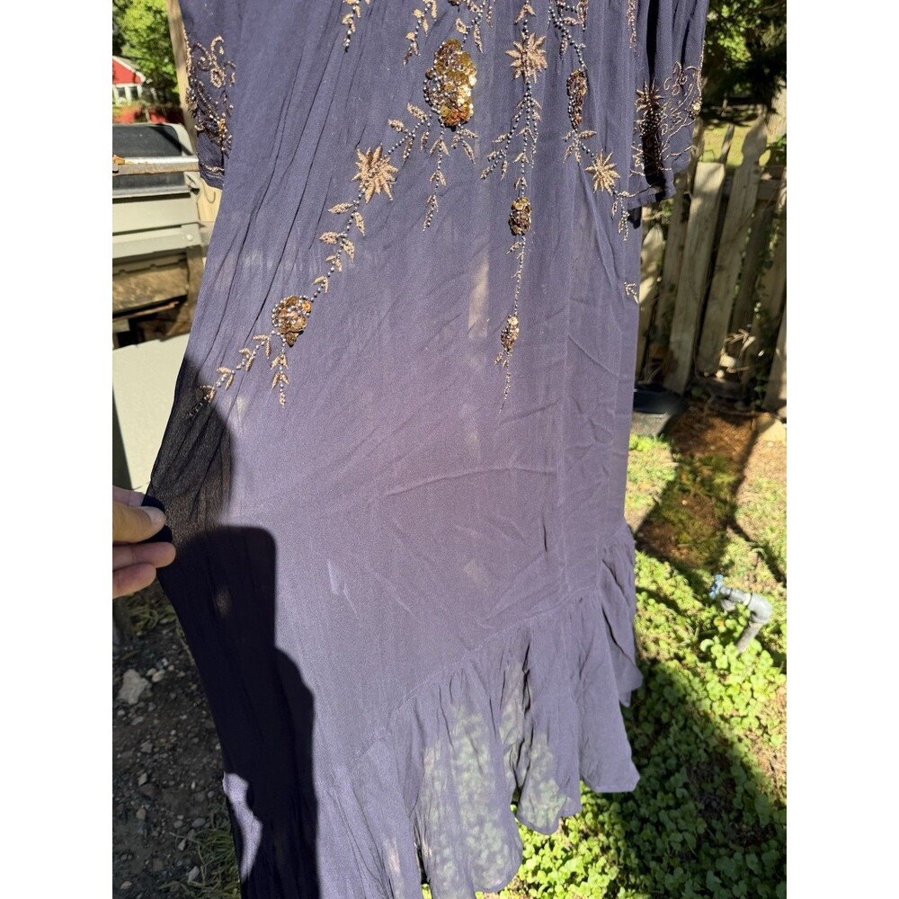 Free People Women’s S Embellished Velvet Maxi Duster Coat Boho Sequin NWT $800 - Picture 13 of 16